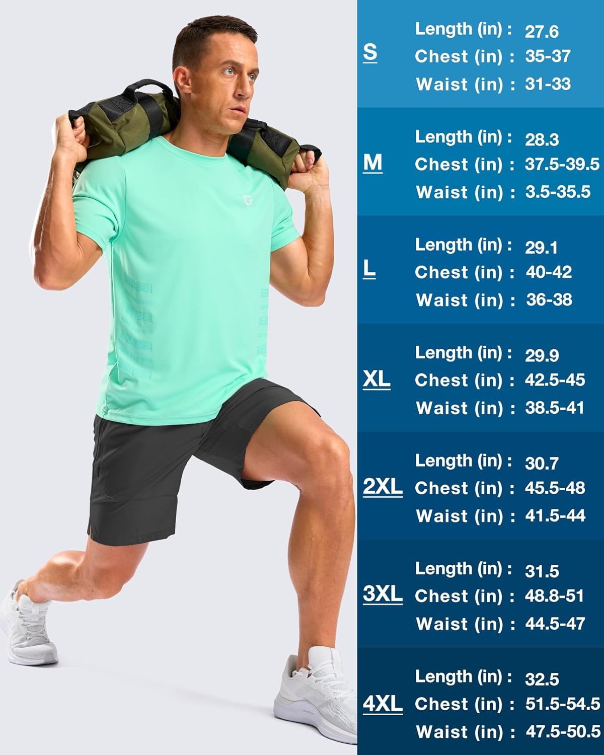 image:imageG Gradual Workout Shirts for Men Quick Dry Athletic Gym Running TShirtMint Green