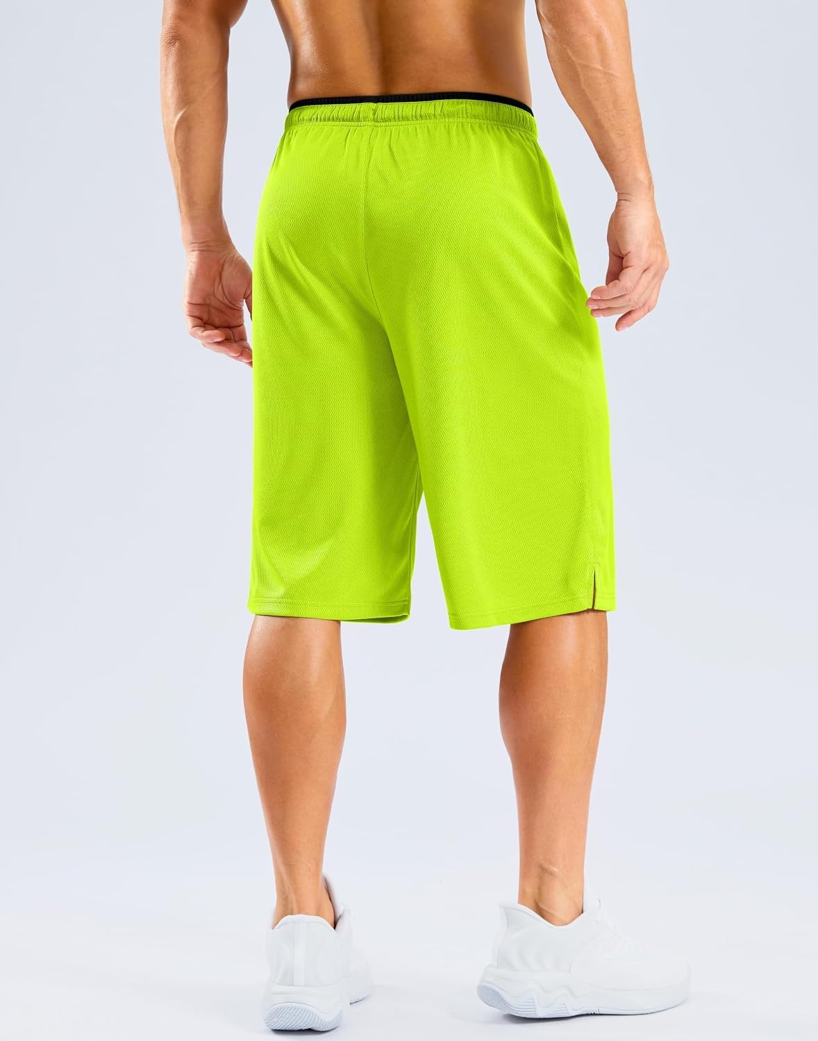 image:imageMens Athletic Shorts with Zipper Pocket 911 Basketball Long ShortsHighlight Yellow