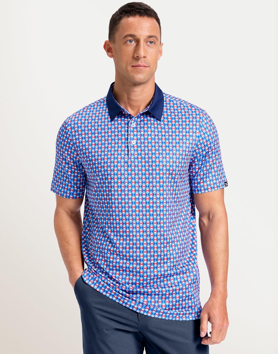 image:imageMens Golf Polo Shirts Dry Fit Print Golf Shirts for Men BreathableCheckerboard