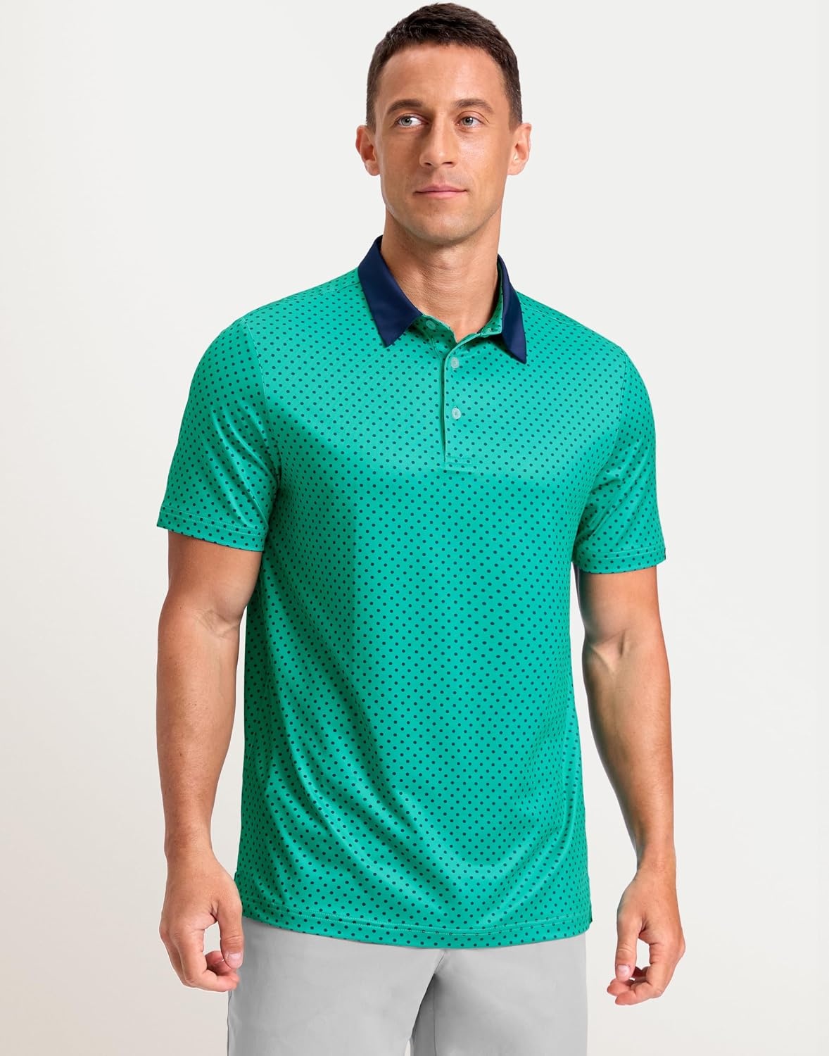 image:imageMens Golf Polo Shirts Dry Fit Print Golf Shirts for Men BreathableGreen Polka Dot