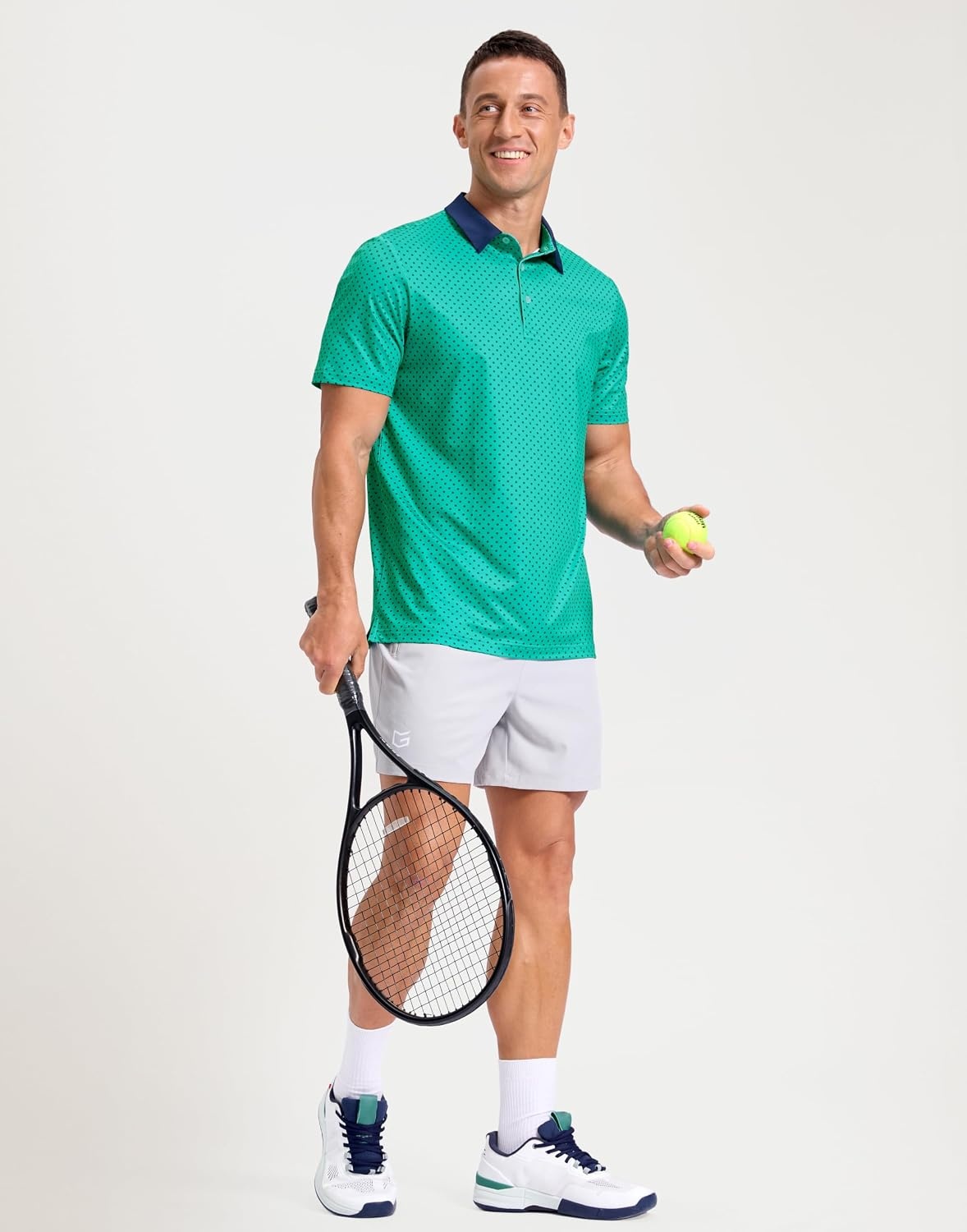 image:imageMens Golf Polo Shirts Dry Fit Print Golf Shirts for Men BreathableGreen Polka Dot