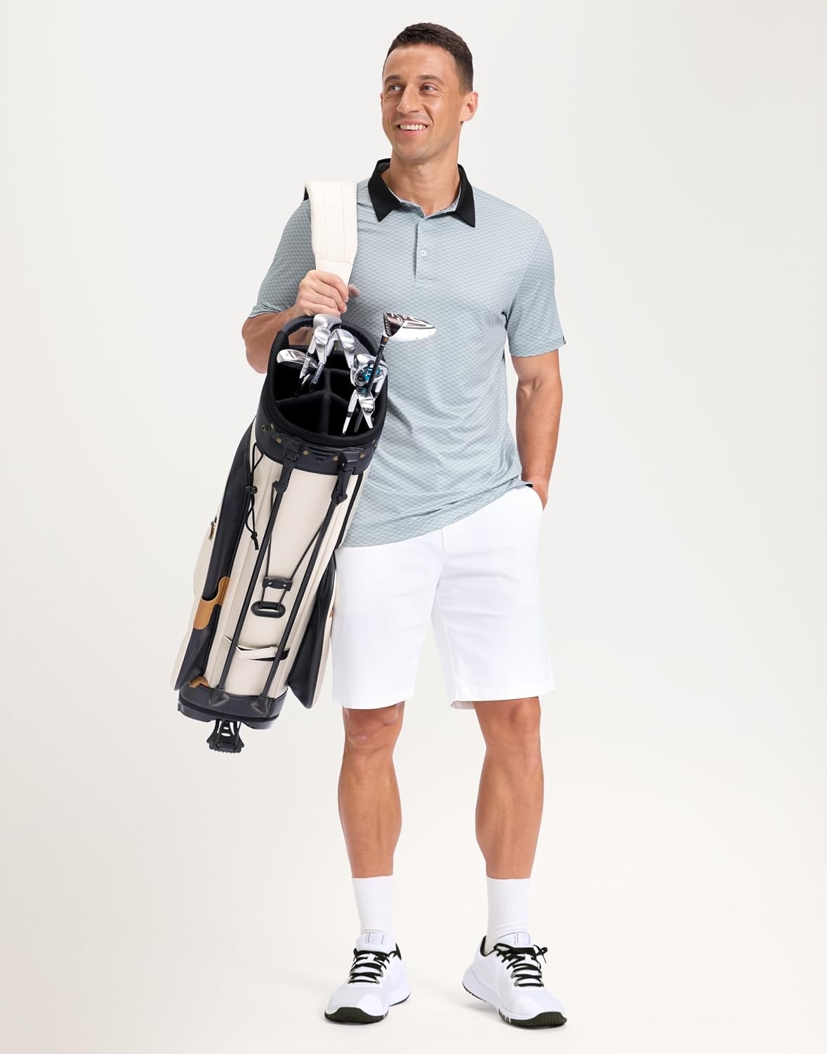 image:imageMens Golf Polo Shirts Dry Fit Print Golf Shirts for Men BreathableGrey Rectangle