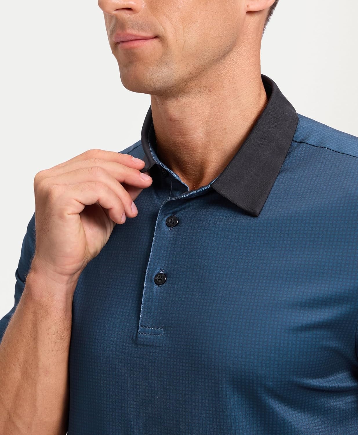 image:imageMens Golf Polo Shirts Dry Fit Print Golf Shirts for Men BreathableNavy Grid