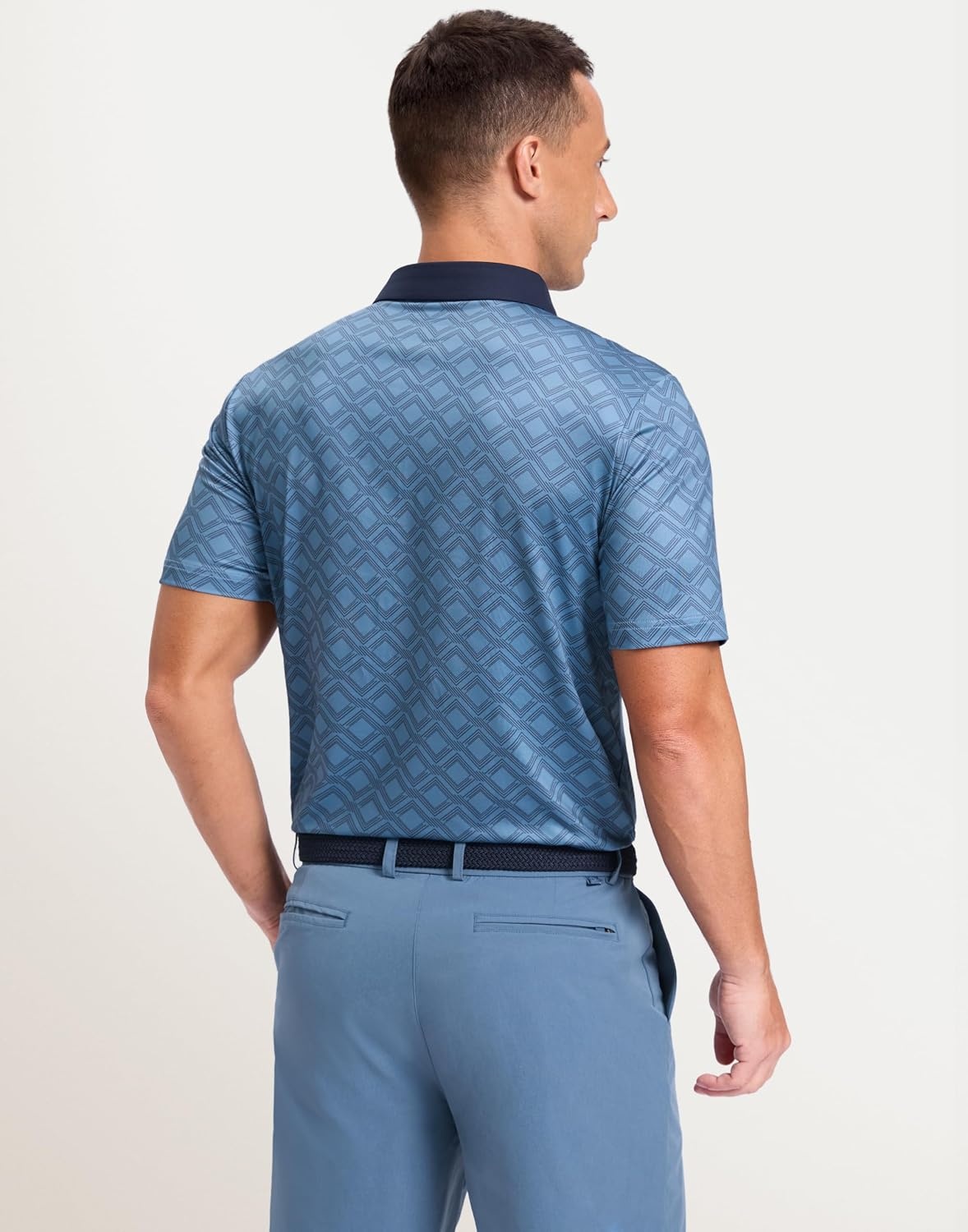 image:imageMens Golf Polo Shirts Dry Fit Print Golf Shirts for Men BreathableNavy Quadrilateral