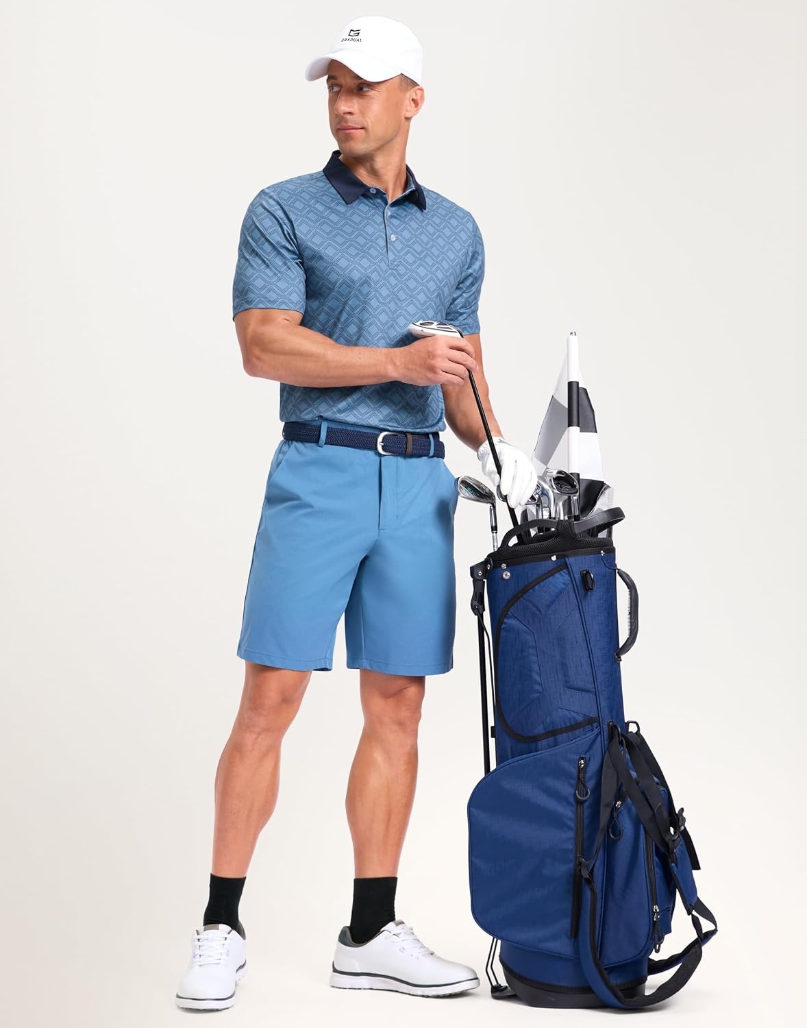 image:imageMens Golf Polo Shirts Dry Fit Print Golf Shirts for Men BreathableNavy Quadrilateral