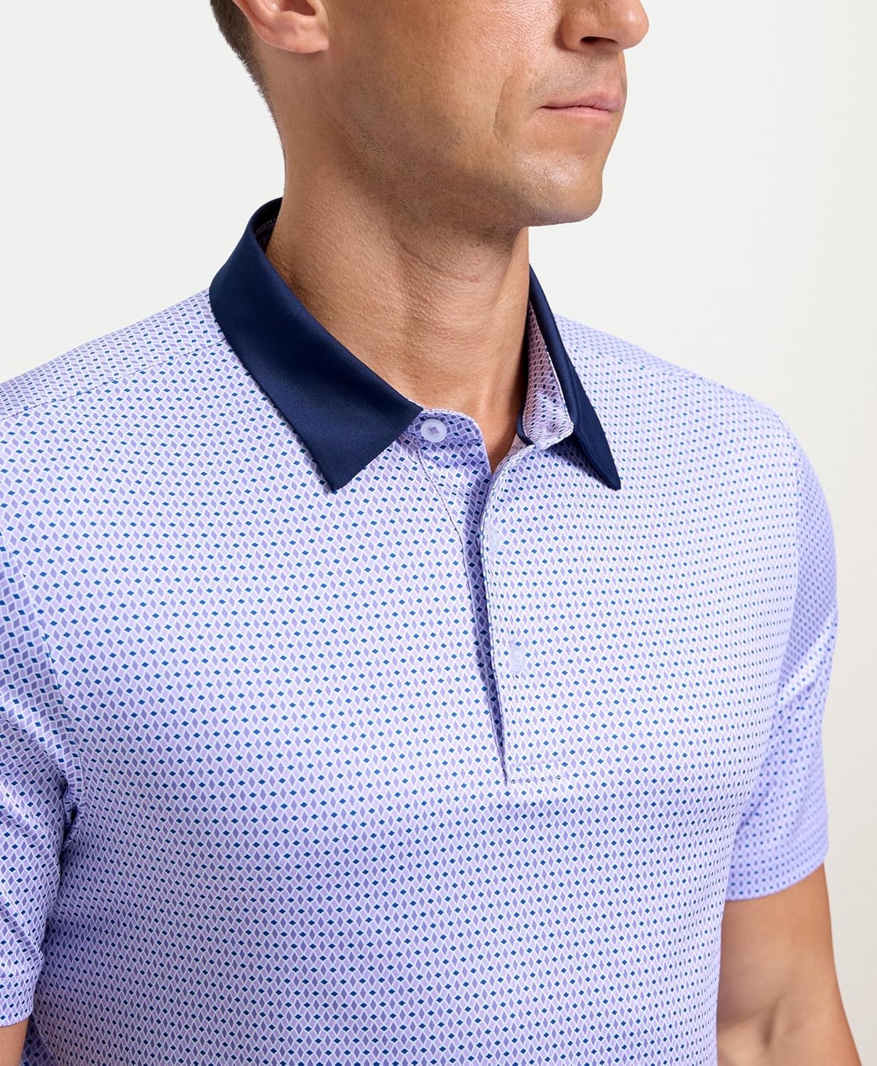 image:imageMens Golf Polo Shirts Dry Fit Print Golf Shirts for Men BreathablePurple Geometry