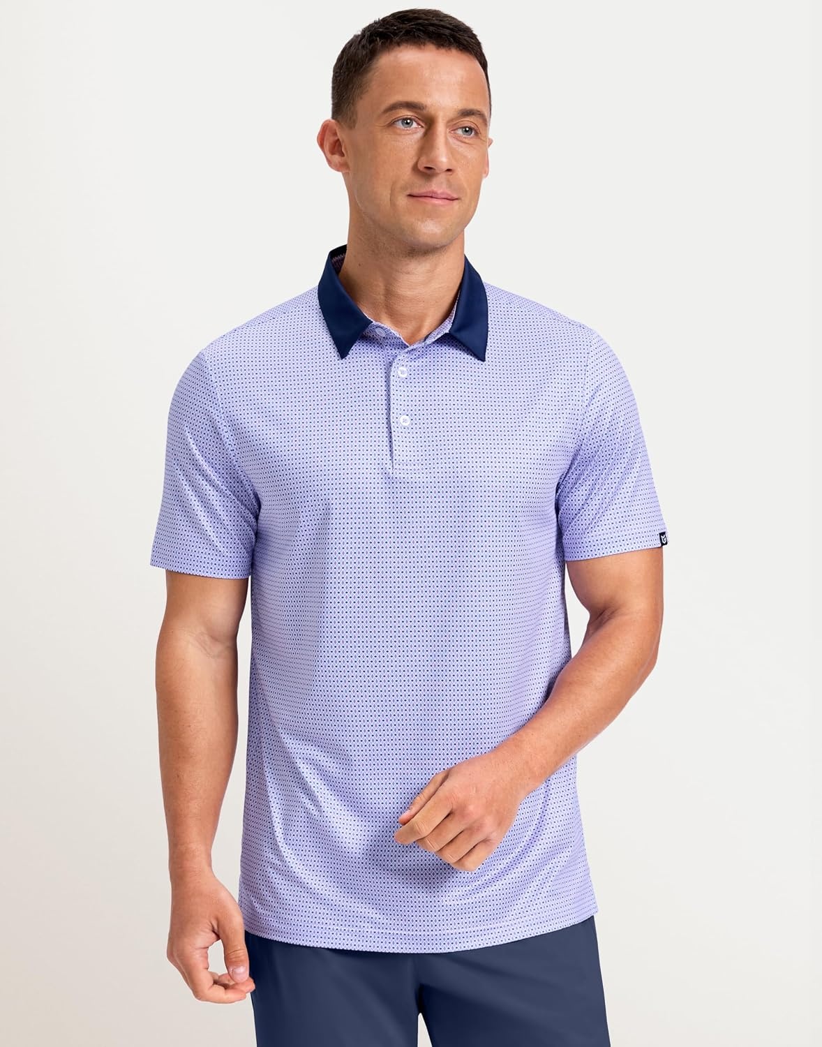 image:imageMens Golf Polo Shirts Dry Fit Print Golf Shirts for Men BreathablePurple Geometry