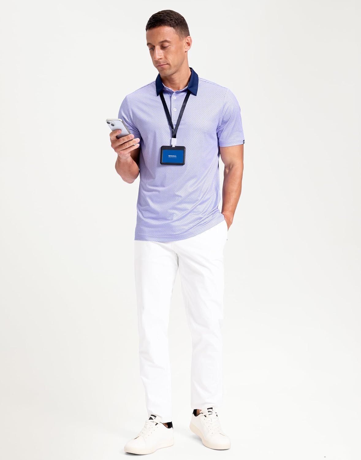 image:imageMens Golf Polo Shirts Dry Fit Print Golf Shirts for Men BreathablePurple Geometry