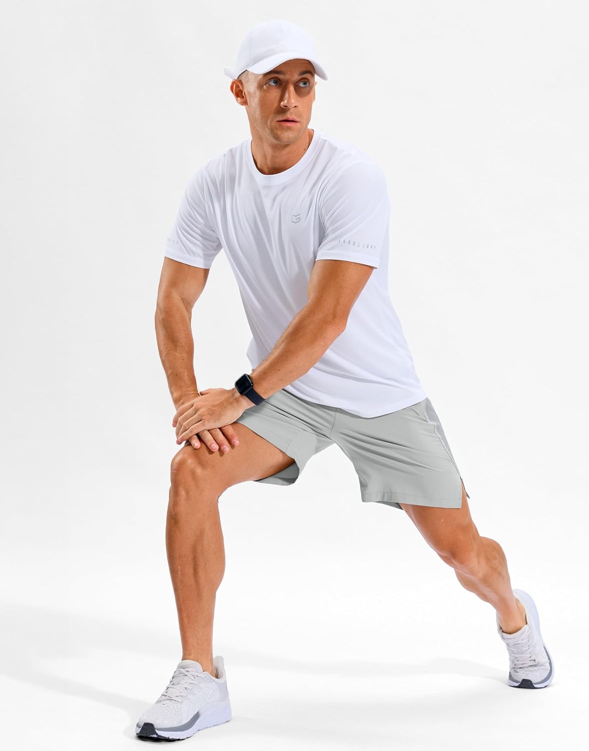 image:imageMens Running Athletic Shorts 795 Zip Pockets Gym Workout ShortBright Grey