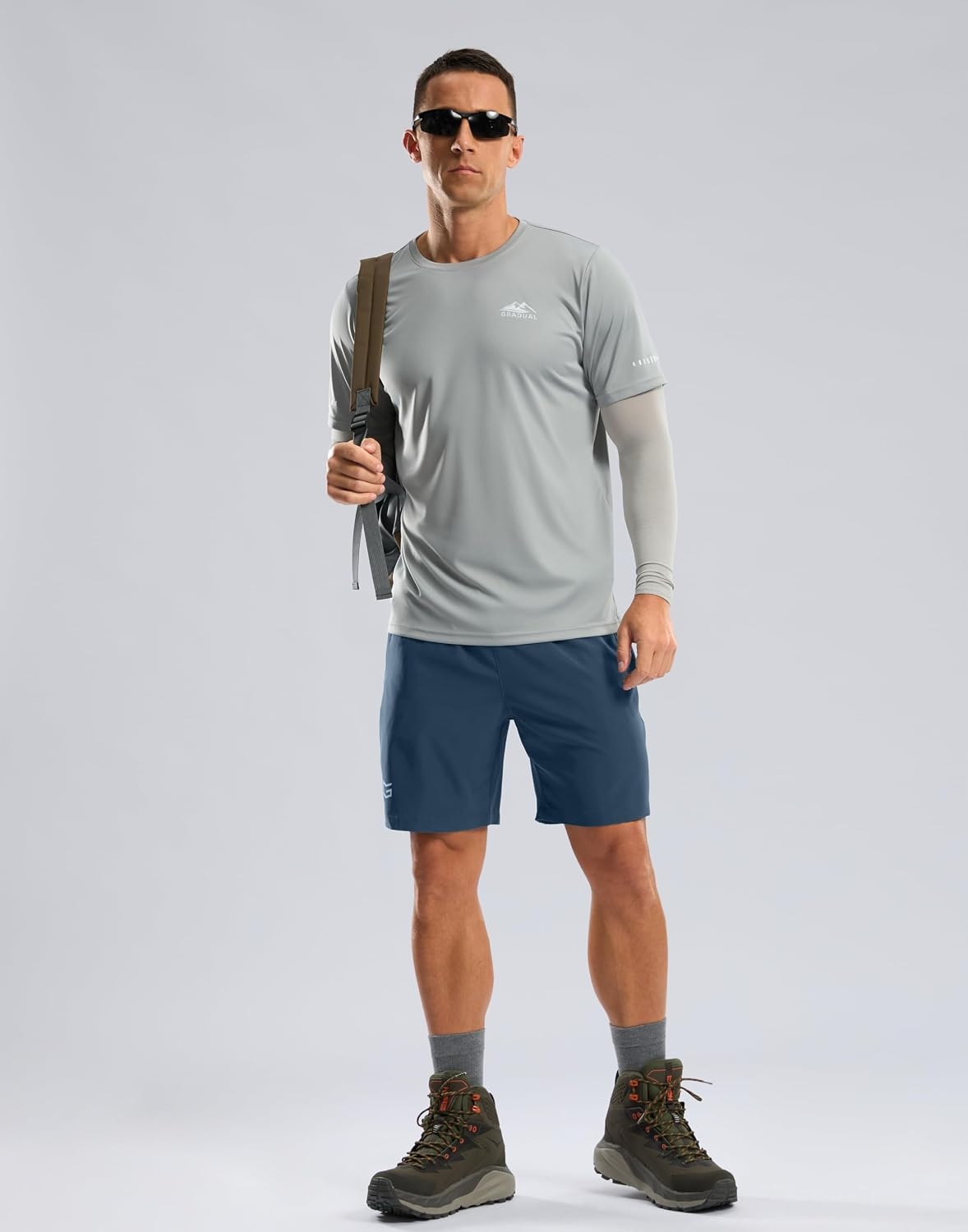 image:imageMens UPF 50 Sun Protection Swim Shirts Rash Guard Dry Fit Workout TshirtsLight Grey