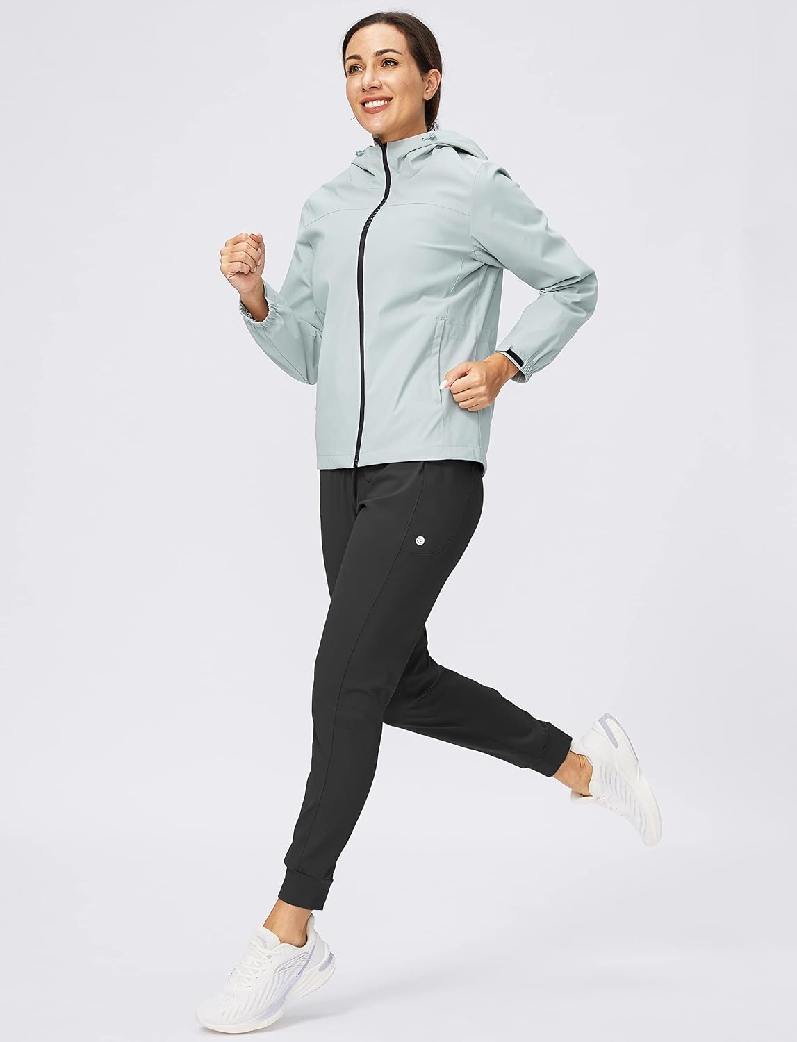 image:imageWomens Joggers with Zipper Pockets Tapered Athletic Pants for WomenBlack