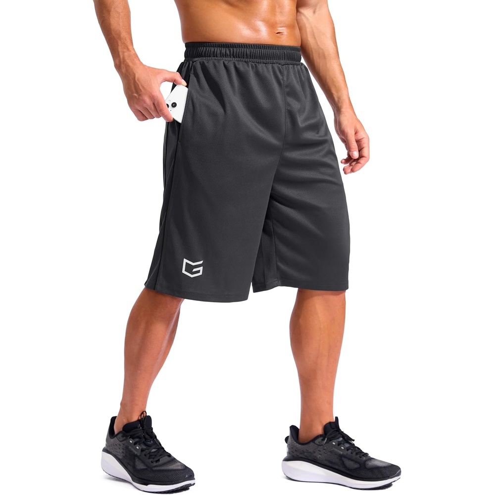 image:imageG Gradual Mens 12 Long Basketball Shorts with PocketsDark Grey