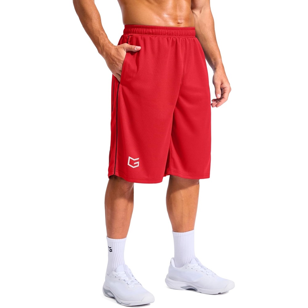 image:imageG Gradual Mens 12 Long Basketball Shorts with PocketsRed
