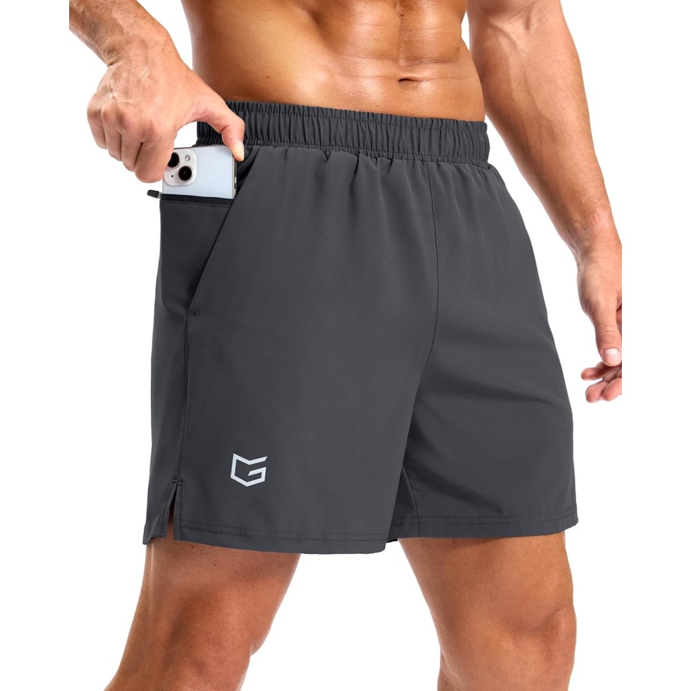 image:imageG Gradual Mens Athletic Running Shorts with 2 Zipper Pockets 7 5 9Dark Grey