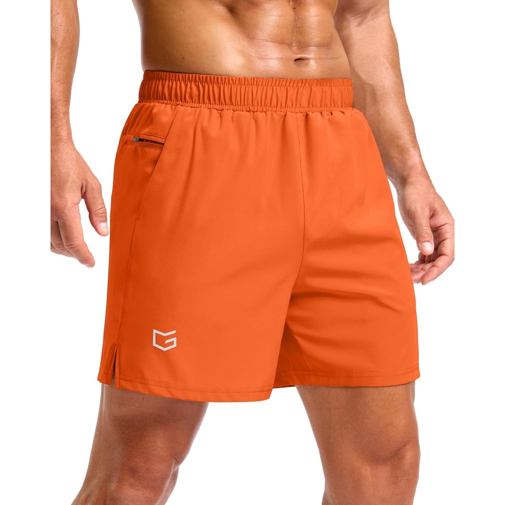 image:imageG Gradual Mens Athletic Running Shorts with 2 Zipper Pockets 7 5 9Orange