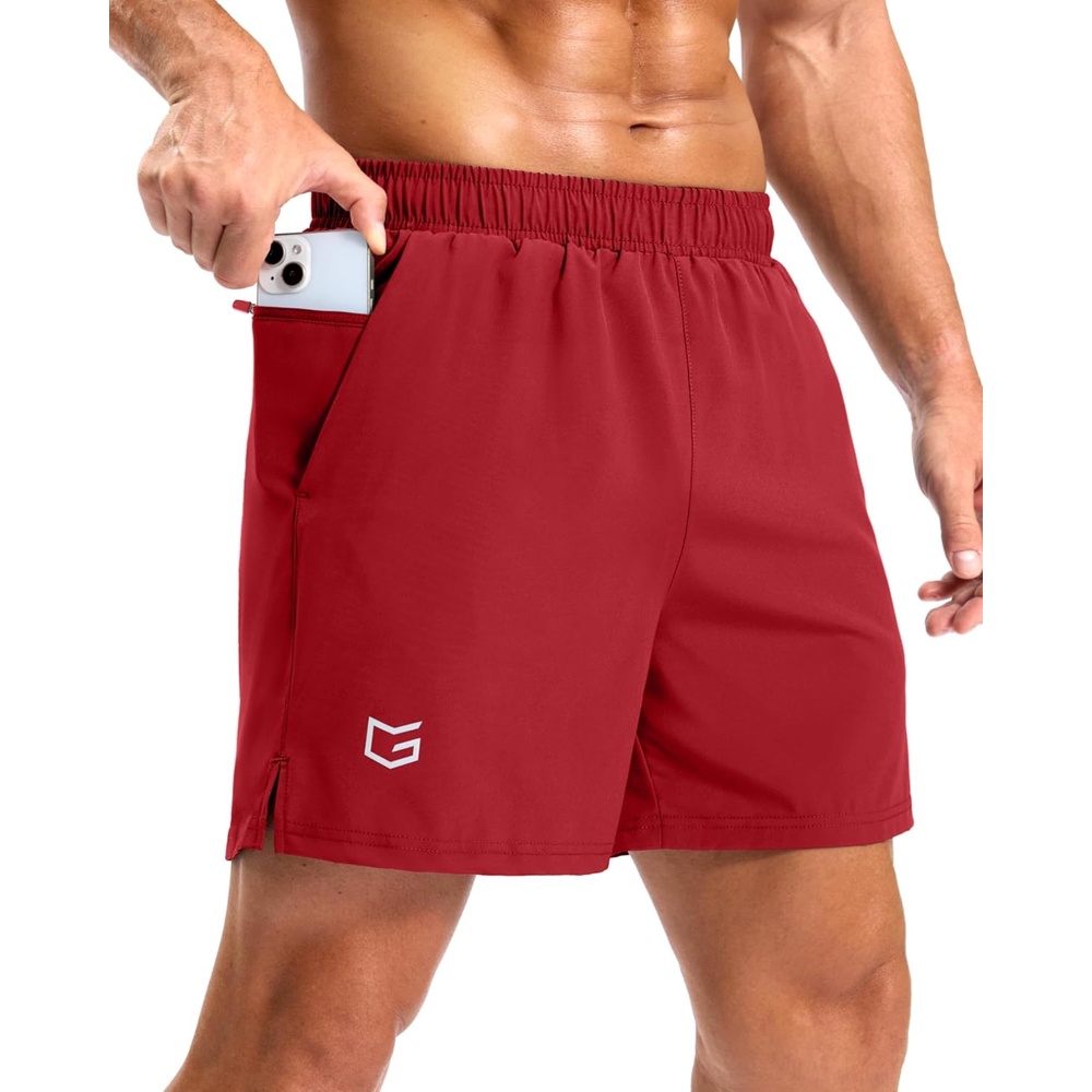 image:imageG Gradual Mens Athletic Running Shorts with 2 Zipper Pockets 7 5 9Red