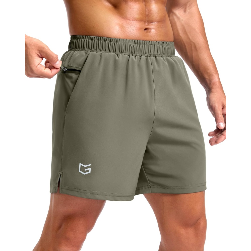 image:imageG Gradual Mens Athletic Running Shorts with 2 Zipper Pockets 7 5 9Sage Green