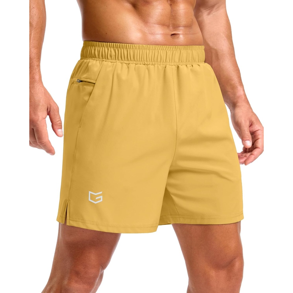 image:imageG Gradual Mens Athletic Running Shorts with 2 Zipper Pockets 7 5 9Yellow