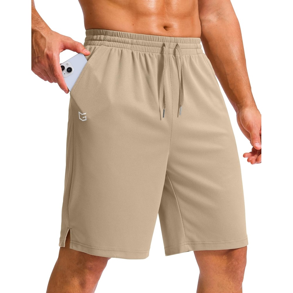 image:imageG Gradual Mens Athletic Shorts with Pockets 9 11 Long Basketball ShortsLight Khaki