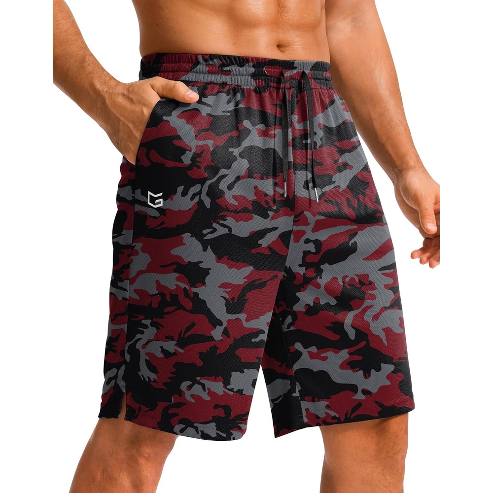 image:imageG Gradual Mens Athletic Shorts with Pockets 9 11 Long Basketball ShortsRed Camo