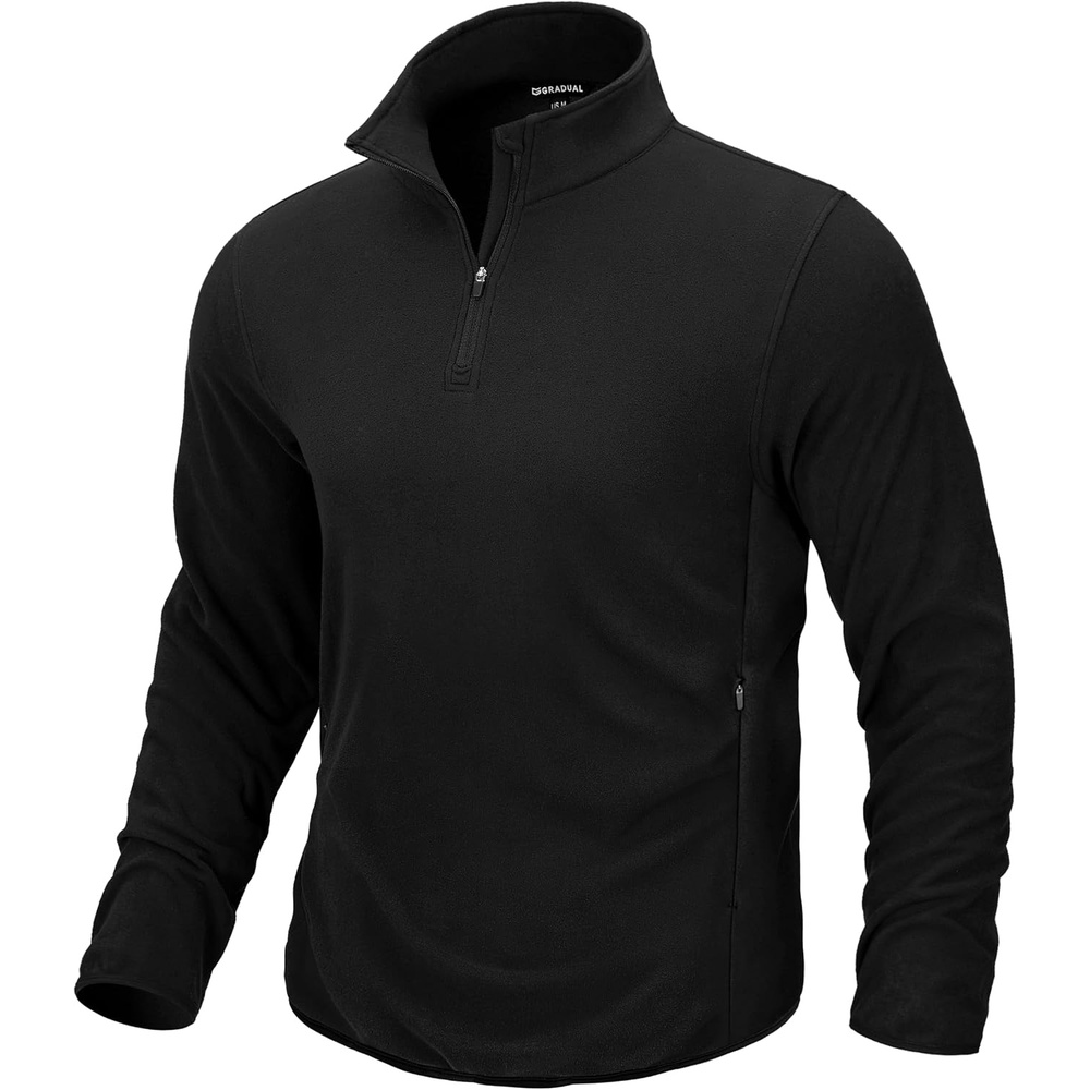 image:imageG Gradual Mens Quarter Zip Pullover Fleece with Zipper PocketsBlack