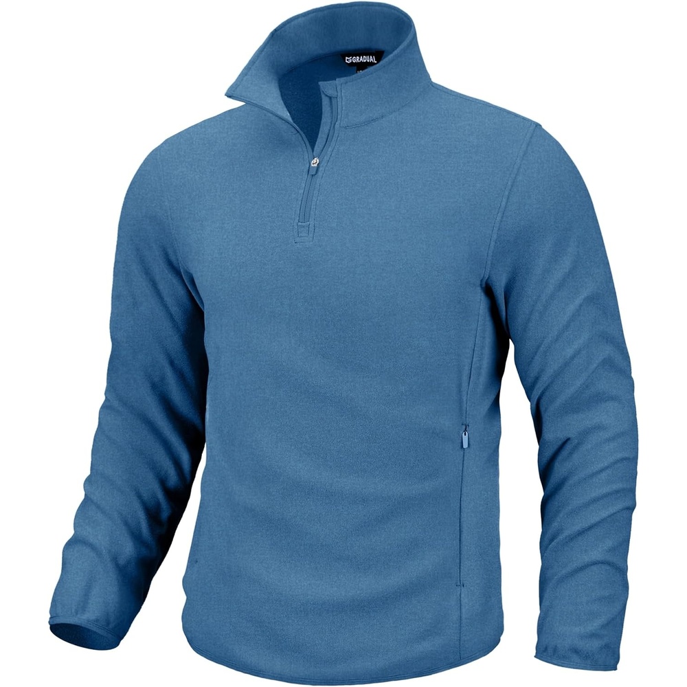 image:imageG Gradual Mens Quarter Zip Pullover Fleece with Zipper PocketsHeather Sky Blue