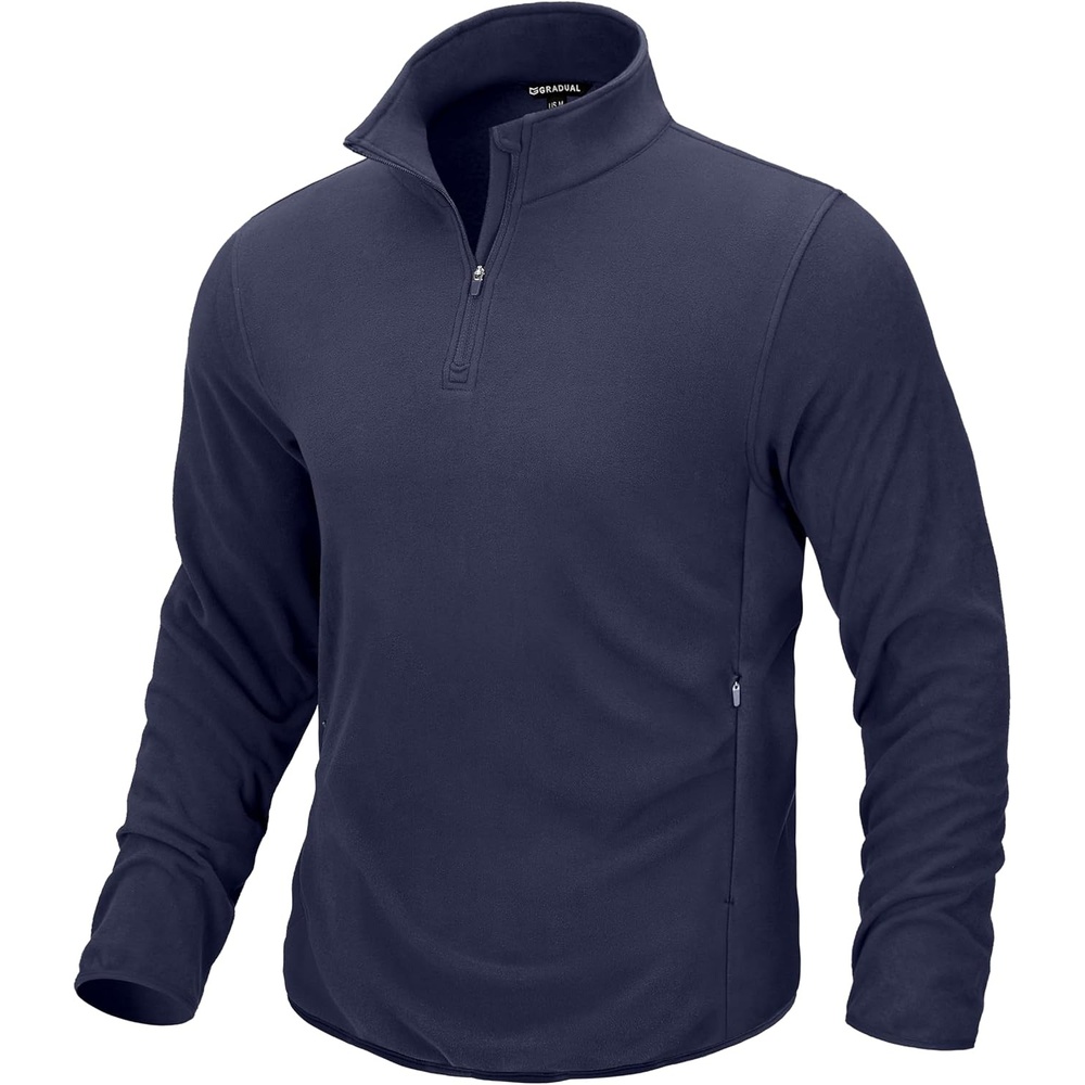 image:imageG Gradual Mens Quarter Zip Pullover Fleece with Zipper PocketsNavy Blue