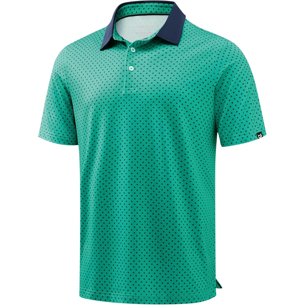 image:imageMens Golf Polo Shirts Dry Fit Print Golf Shirts for Men BreathableGreen Polka Dot