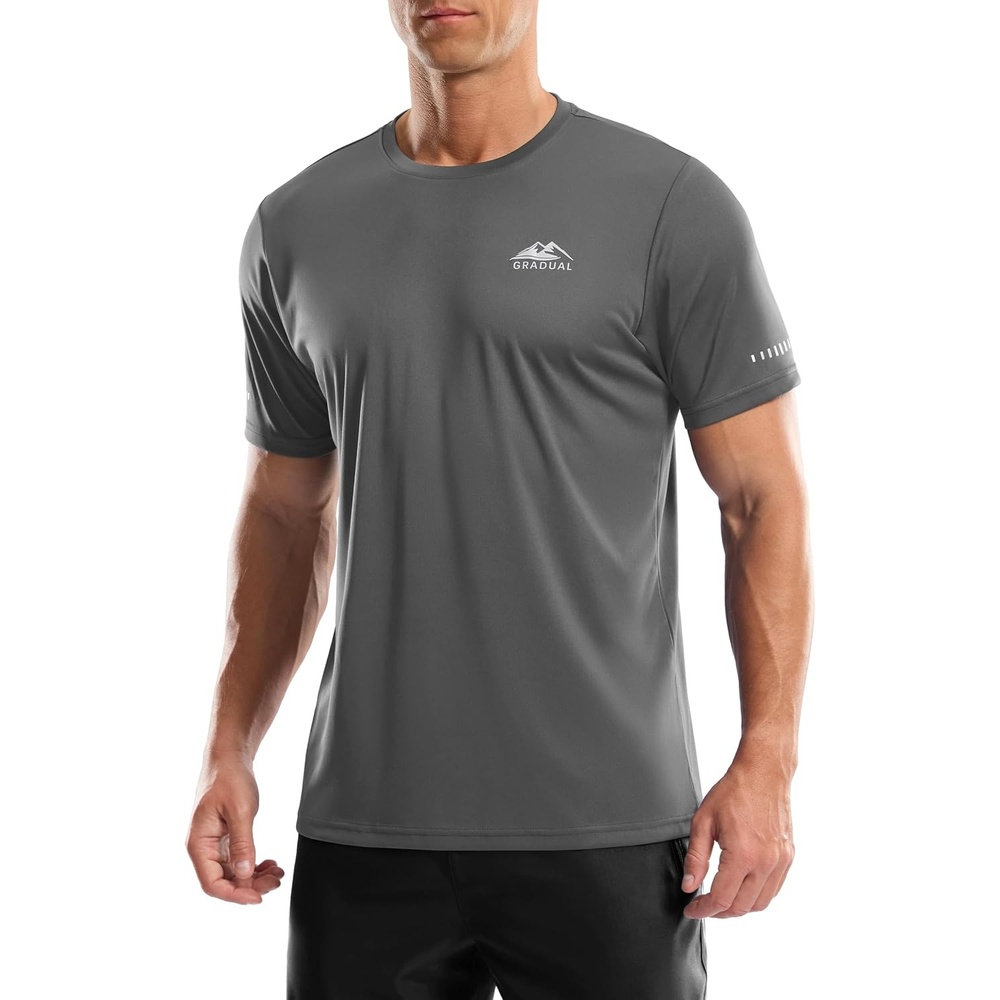 image:imageMens UPF 50 Sun Protection Swim Shirts Rash Guard Dry Fit Workout TshirtsDark Grey