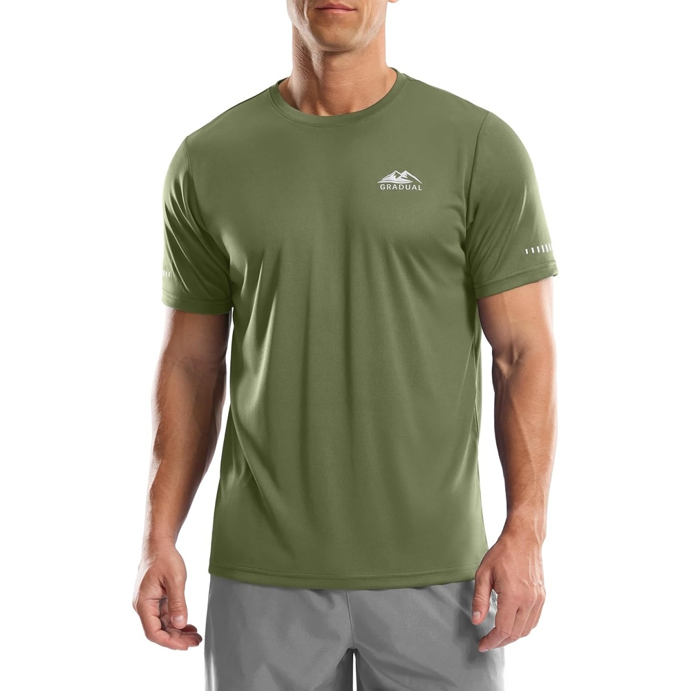 image:imageMens UPF 50 Sun Protection Swim Shirts Rash Guard Dry Fit Workout TshirtsOlive