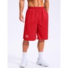 G Gradual Men’s 12″ Long Basketball Shorts with Pockets(Red)