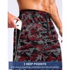 G Gradual Men’s 12″ Long Basketball Shorts with Pockets(Red Camo)