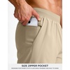 G Gradual Men’s Athletic Running Shorts Zip Pocket Quick Dry(Khaki)