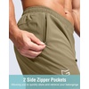 G Gradual Men’s Athletic Running Shorts with 2 Zipper Pockets 7″/ 5″/ 9″(Dusty Khaki)