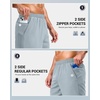 G Gradual Men’s Athletic Running Shorts with 2 Zipper Pockets 7″/ 5″/ 9″(Light Grey)