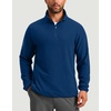 G Gradual Mens Quarter Zip Pullover Fleece with Zipper Pockets(Blue)