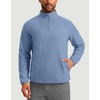 G Gradual Mens Quarter Zip Pullover Fleece with Zipper Pockets(Heather Haze Blue)