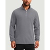 G Gradual Mens Quarter Zip Pullover Fleece with Zipper Pockets(Light Grey)