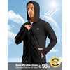 G Gradual Mens UPF50+ Sun Hoodie Jacket Zip Up Hooded Hiking Fishing Shirts(Black)