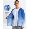 G Gradual Mens UPF50+ Sun Hoodie Jacket Zip Up Hooded Hiking Fishing Shirts(Blue/White Gradient)