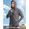 G Gradual Mens UPF50+ Sun Hoodie Jacket Zip Up Hooded Hiking Fishing Shirts(Dark Grey)