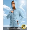 G Gradual Mens UPF50+ Sun Hoodie Jacket Zip Up Hooded Hiking Fishing Shirts(Light Blue)