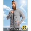 G Gradual Mens UPF50+ Sun Hoodie Jacket Zip Up Hooded Hiking Fishing Shirts(Light Grey)
