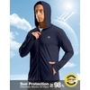 G Gradual Mens UPF50+ Sun Hoodie Jacket Zip Up Hooded Hiking Fishing Shirts(Navy)