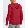 G Gradual Mens UPF50+ Sun Hoodie Jacket Zip Up Hooded Hiking Fishing Shirts(Red)