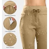 G Gradual Women’s Fleece Lined Joggers High Waisted Water Resistant Thermal Winter Sweatpants Running Hiking Pockets(Dark Khaki)