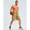 Men’s Athletic Shorts with Zipper Pocket 9″/11″ Basketball Long Shorts(Light Khaki)