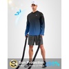 Men’s Sun Protection Hoodie Shirts Long Sleeve UPF 50+ Swim Shirts(Gradient Black Blue)