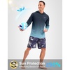 Men’s Sun Protection Hoodie Shirts Long Sleeve UPF 50+ Swim Shirts(Gradient Navy Blue)