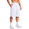 G Gradual Men’s 12″ Long Basketball Shorts with Pockets(White)